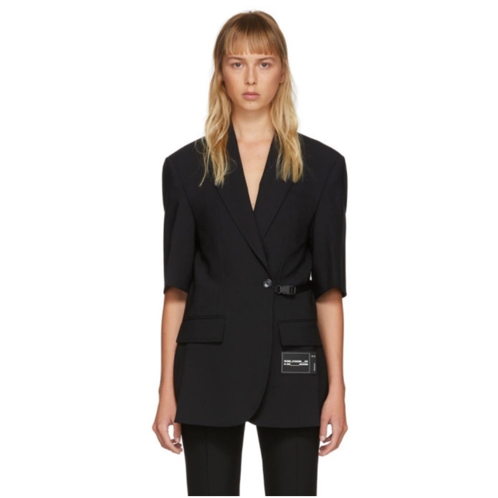 We11done Black Short Sleeve Buckle Blazer Size Large Modern Oversized Designer